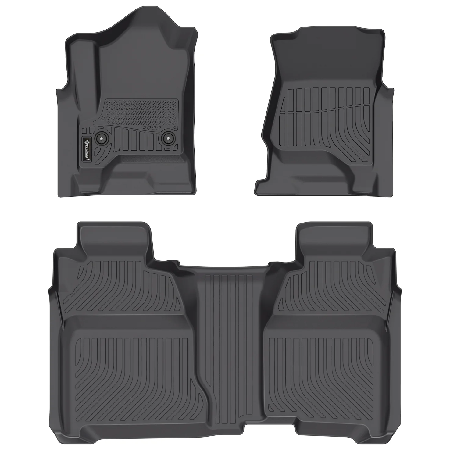Findway F100 3D Car Floor Mat / Liner (1st Row & 2nd Row) for 2014-2018 Chevrolet Silverado 1500 Crew Cab 5-Seater / 2014-2018 GMC Sierra 1500 Crew Cab 5-Seater - 12340N